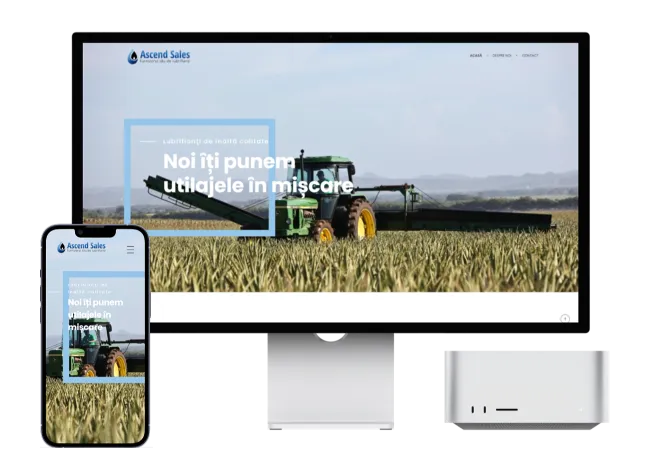 Ascend Sales - Website personalizat pentru o companie specializată în comercializarea lubrifianților și a pieselor auto.